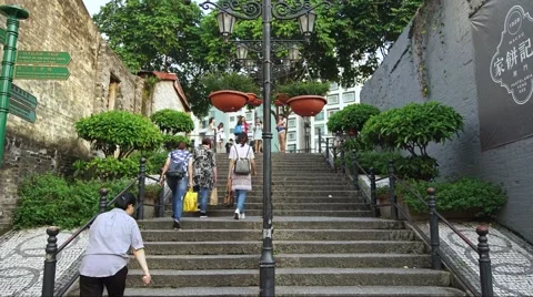 Old Steps in Taipa Village, Timelapse Stock Footage 68672549