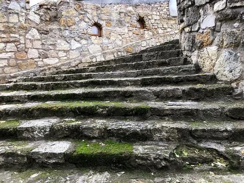 The old steps of the temple. Stock Photos