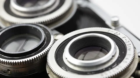 Old stereo camera Stock Footage 34395412