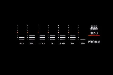 Old stereo graphic volume equalizer glowing in the dark. Stock Photos