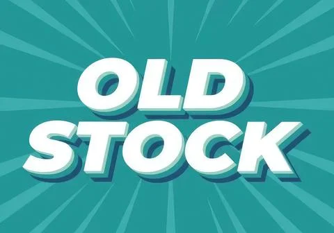 Old stock text design with bold 3d letters and blue background Stock Illustration