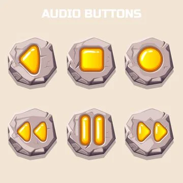 Old stone audio buttons, computer icons Stock-Illustration