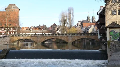 Old stone bridge in germany Stock Footage 88180855