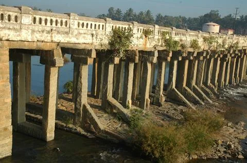 Old stone bridge in karnataka Stock Photos