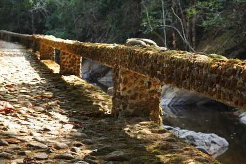 Old stone bridge, Old bridge made with stones and cement located  Stock Photos