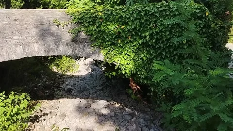 Old stone bridge over a dry river on a hot summer day Stock-Footage 200949519