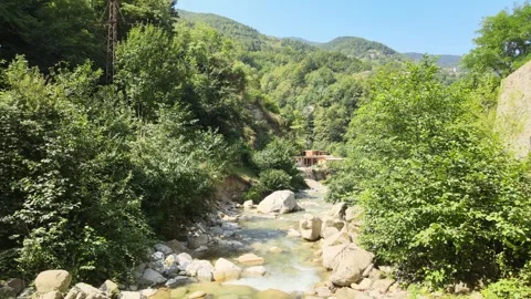Old stone bridge over river Stock Footage 240771748