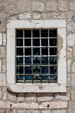 Old stone building texture background street view wall Stock Photos
