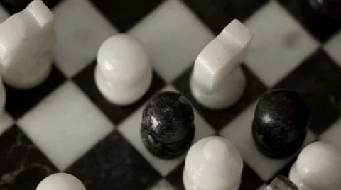 Old Stone Chess set from above dolly Stock Footage 7906699