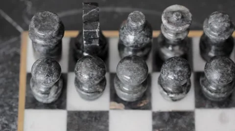 An Old Stone Chess Set Dolly Shot Stock Footage 7906921