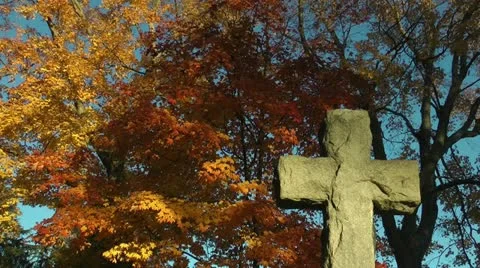 Old stone cross cemetery cross Stock Footage 11024390