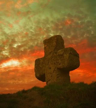 Old stone cross Stock Photos