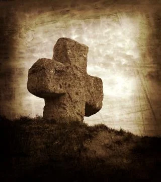 Old stone cross Stock Photos