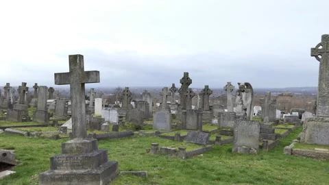 Old stone crosses in the cemetery. Stock Footage 85773458