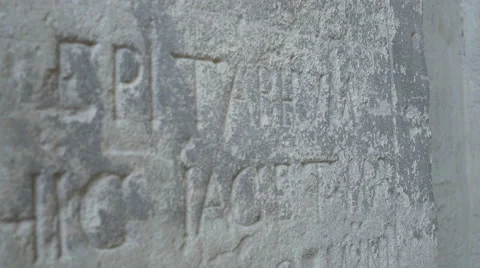 Old Stone Epitaph Inscription Stock Footage 53841053