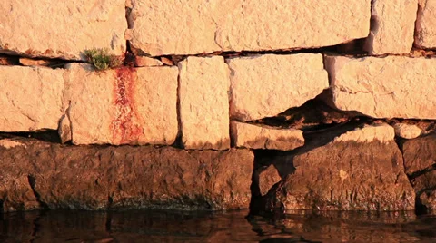 Old Stone Harbor Wall Stock Footage 30435101