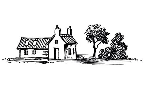 Old stone house. Illustrazione stock