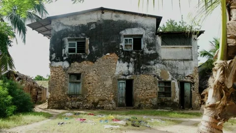 An old stone house of Mikindani Stock Footage 163983055