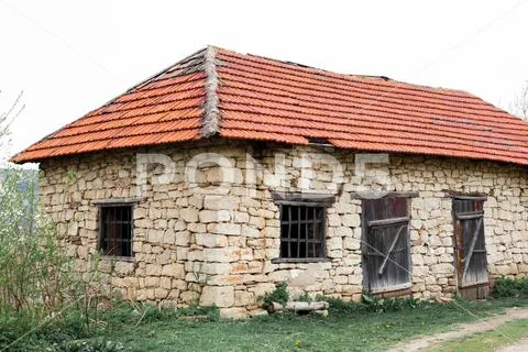 Old stone house village Ukraine nature retro buildings countryside stable bar Stock Photos