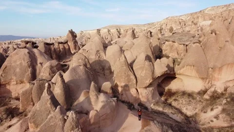 Old stone houses and structures, cappadocia drone, cellar, historical buildings Stock Footage 229976200