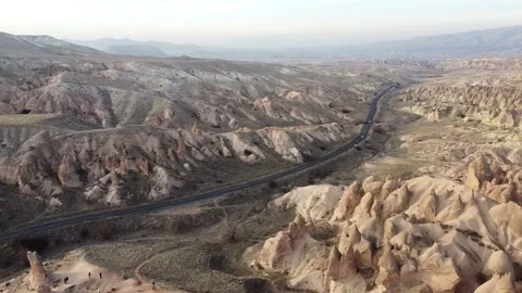 Old stone houses and structures, cappadocia drone, cellar, historical buildings Stock Footage 229987334
