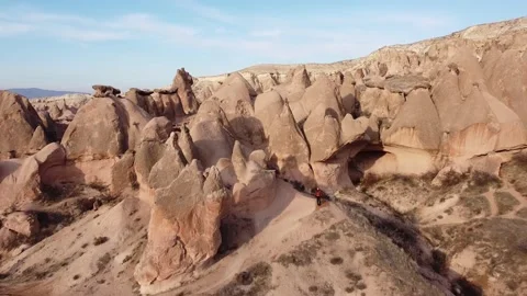 Old stone houses and structures, cappadocia drone, cellar, historical buildings Stock Footage 229987860