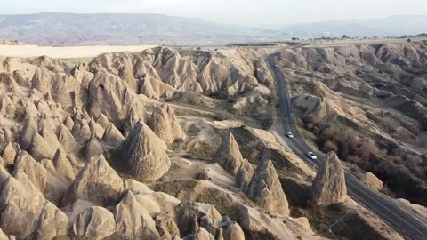 Old stone houses and structures, cappadocia drone, cellar, historical buildings Stock Footage 229987879