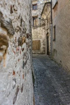 Old stone houses and wall in historic acient city old town architecture stlye Stock Photos