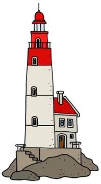 Old stone lighthouse Stock Illustration