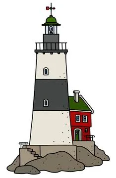 The old stone lighthouse Stock Illustration