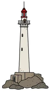 The old stone lighthouse Stock Illustration