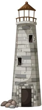 Old Stone Lighthouse Tower with Weathered Windows Stock Illustration