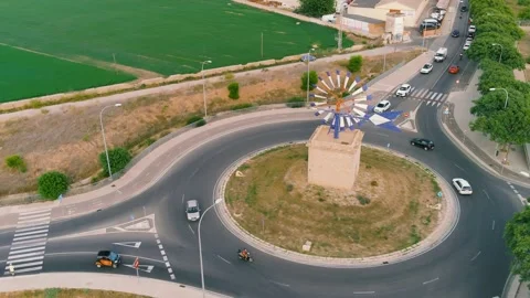 The old stone mill by the ring road. From a drone Stock Footage 160542195