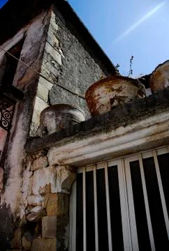 Old stone pots Stock-Fotos