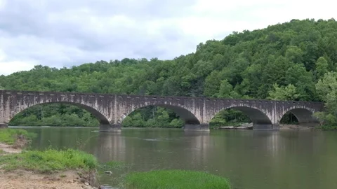 Old Stone River Bridge (wide) 4K Stock Footage 155364278