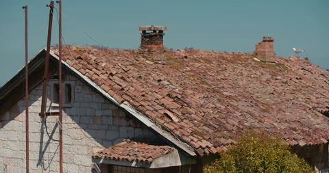 Old Stone Rooftops With Chimneys In Rovinj Croatia Stock Footage 335838308