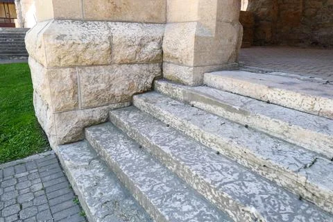 Old stone staircase with texture 写真素材