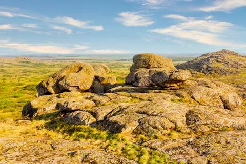 Old stone in steppe Stock Photos