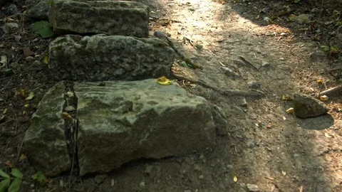 Old stone steps on a mountain road. Stock Footage 80415458