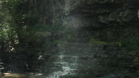 Old Stone Steps Obscured By Waterfall Magical Stock Footage 106675103