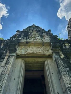 Old stone structure with blue sky and cloud 스톡 사진