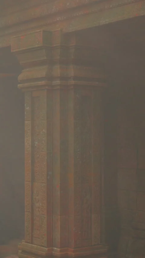 Old stone structure with columns and soft light present in the background Stock Footage 341048385