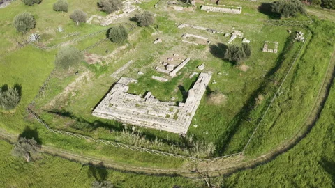 Old Stone Structure Remains. Aerial view Stock Footage 194417028