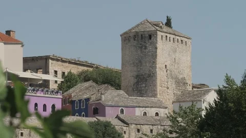 Old Stone Tower Building in Mostar, Bosnia and Herzegovina 動画素材 220567247