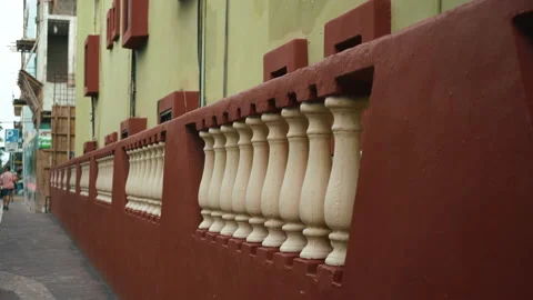 Old stone wall in an ancient mexican city. Fence brown color Stock Footage 167916715