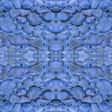 An old stone wall. Background of blue stones. Stone texture. Seamless. Symmet Stock Illustration