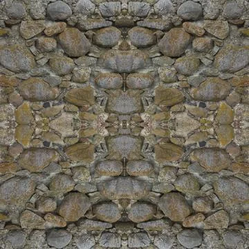 An old stone wall. Background of grey stones. Stone texture. Seamless. Symmet Stock Illustration