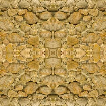 An old stone wall. Background of yellow stones. Stone texture. Seamless. Symm Stock Illustration