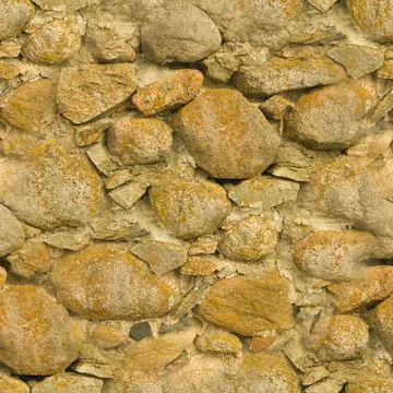 An old stone wall. Background of yellow stones. Stone texture. Seamless. Stock Illustration