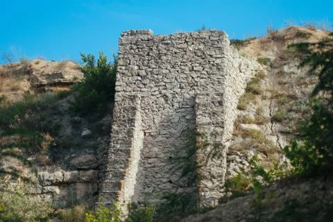 Old stone wall texture background close-up, outdoor, Stock-Fotos